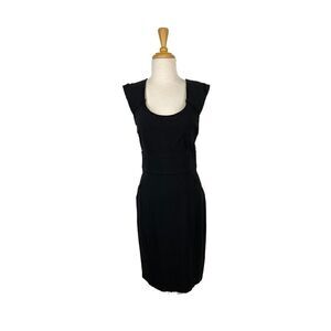 Diane Von Furstenberg S VTG 12 Black Sheath Dress Y2K Midi Minimalist Tailored